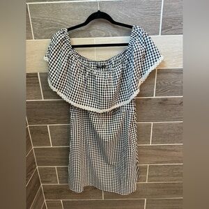 SHEIN Curve off shoulder mini dress gingham black and white 2xl